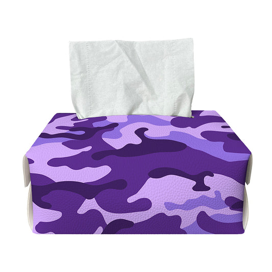 Purple Camouflage Print Rectangle Tissue Box Cover