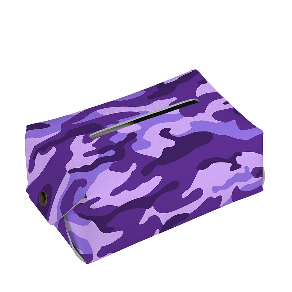 Purple Camouflage Print Rectangle Tissue Box Cover