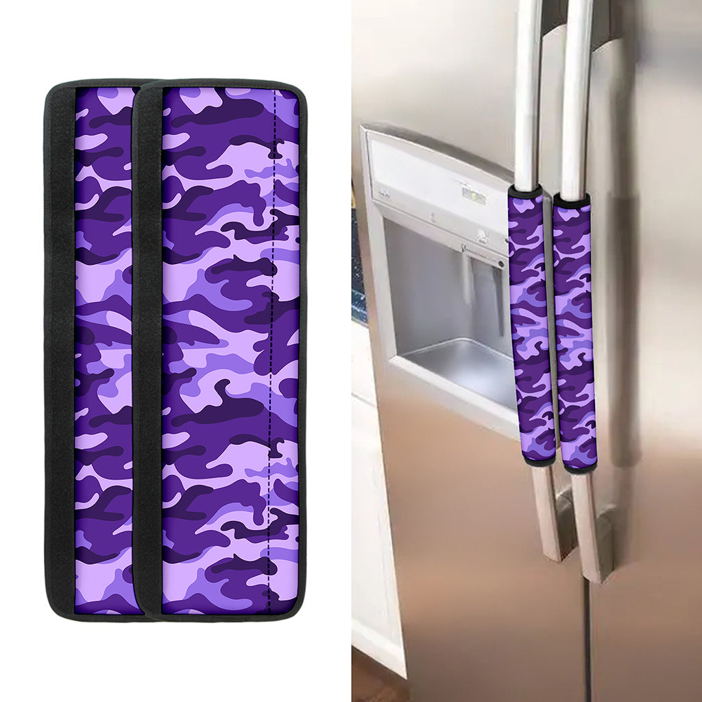 Purple Camouflage Print Refrigerator Handle Covers