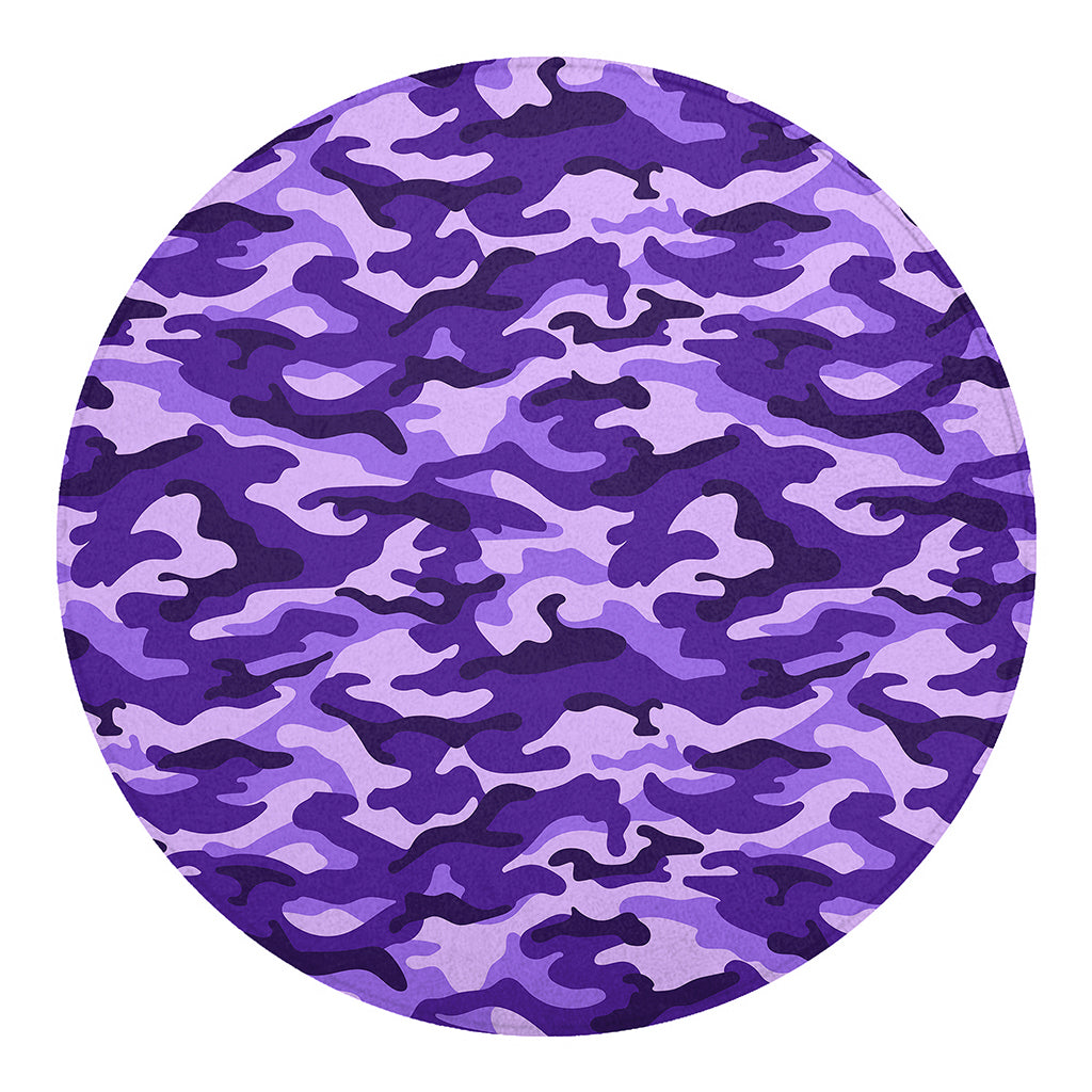 Purple Camouflage Print Round Blanket