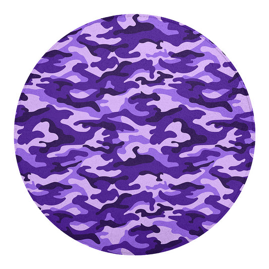 Purple Camouflage Print Round Blanket