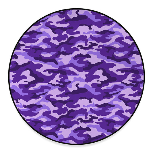 Purple Camouflage Print Round Floor Mat