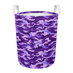 Purple Camouflage Print Round Laundry Basket