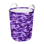 Purple Camouflage Print Round Laundry Basket