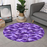 Purple Camouflage Print Round Rug