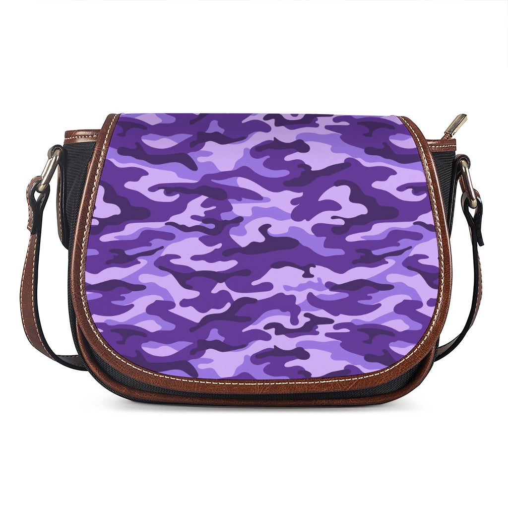 Purple Camouflage Print Saddle Bag