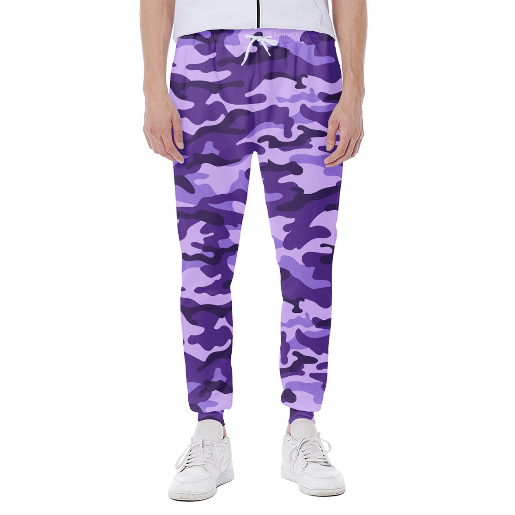 Purple Camouflage Print Scuba Joggers