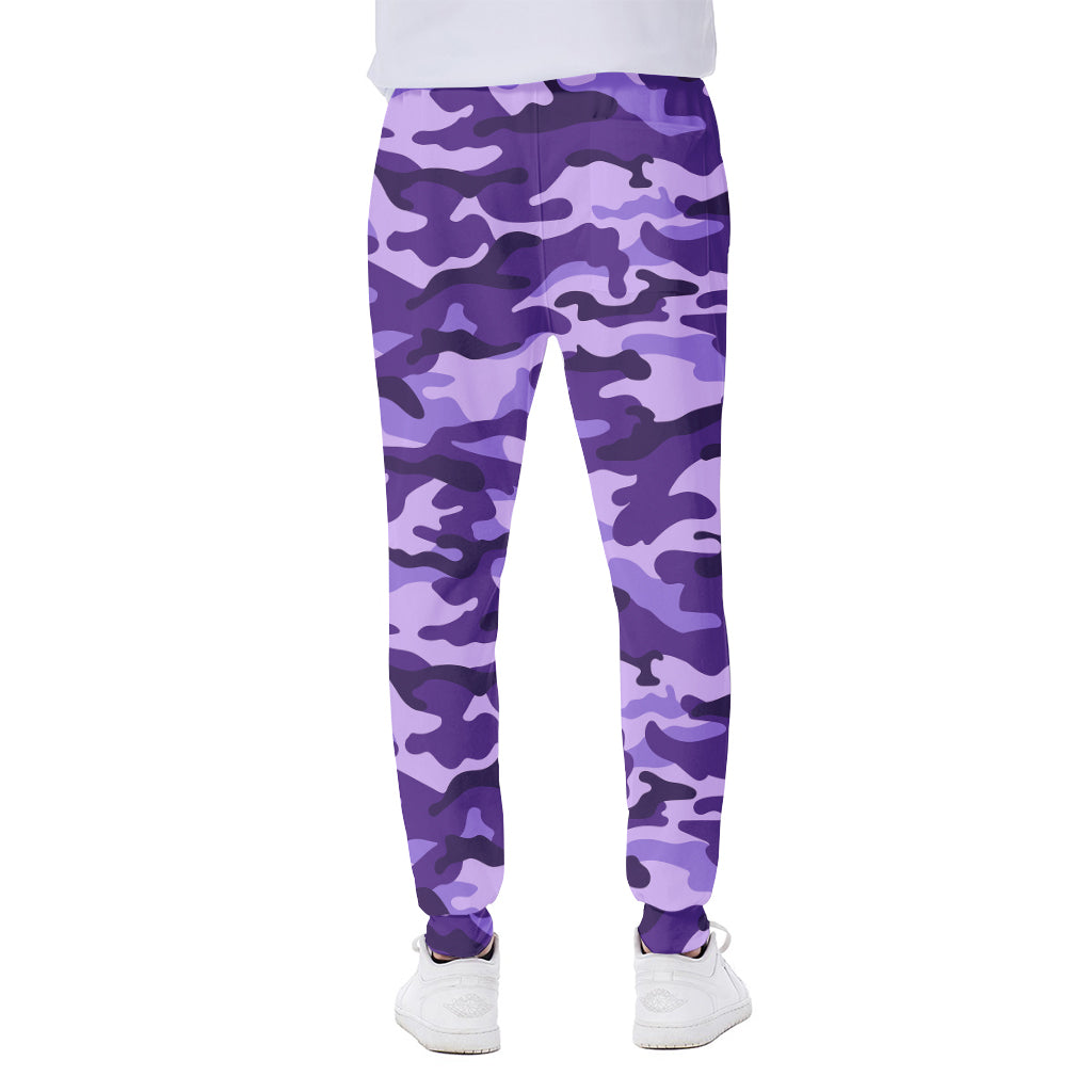 Purple Camouflage Print Scuba Joggers