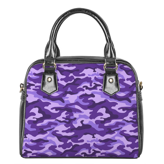 Purple Camouflage Print Shoulder Handbag