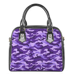 Purple Camouflage Print Shoulder Handbag
