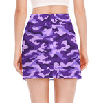Purple Camouflage Print Side Slit Mini Skirt