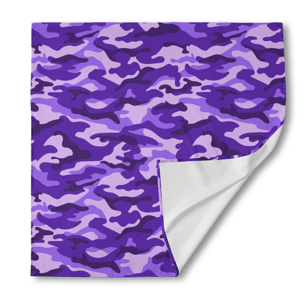 Purple Camouflage Print Silk Bandana