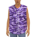 Purple Camouflage Print Sleeveless Baseball Jersey