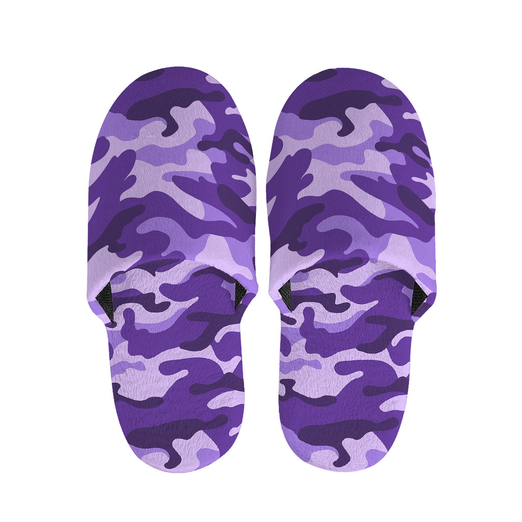 Purple Camouflage Print Slippers