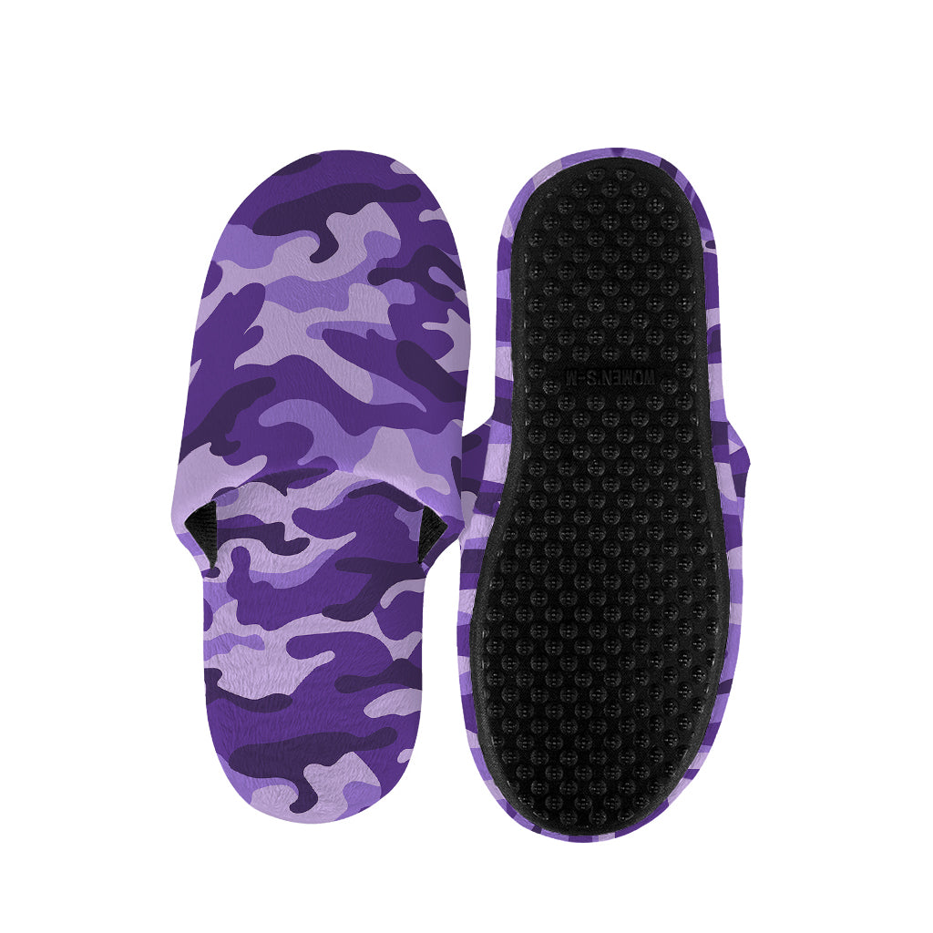 Purple Camouflage Print Slippers