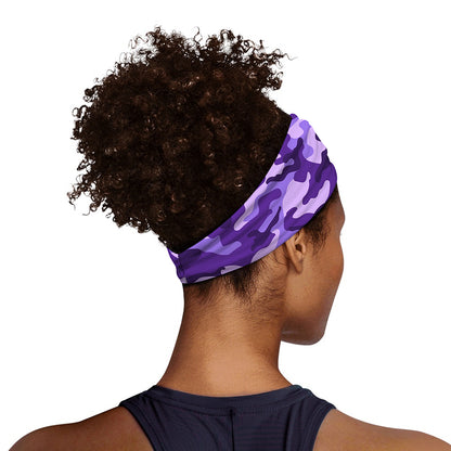 Purple Camouflage Print Sports Headband