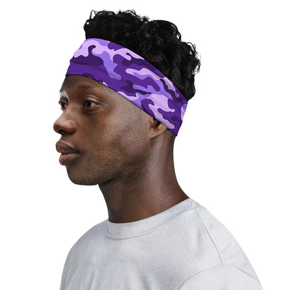 Purple Camouflage Print Sports Headband
