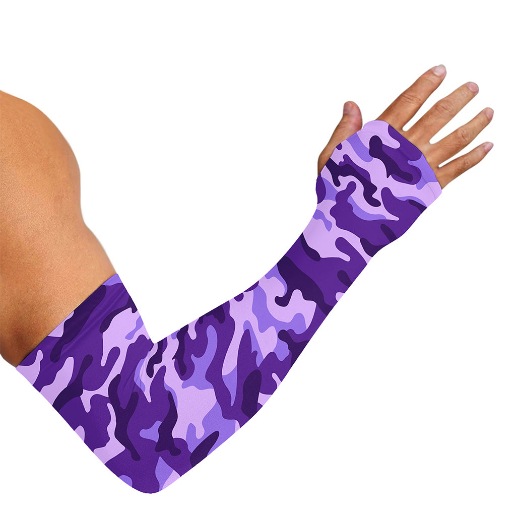 Purple Camouflage Print Sun Protection Arm Sleeves