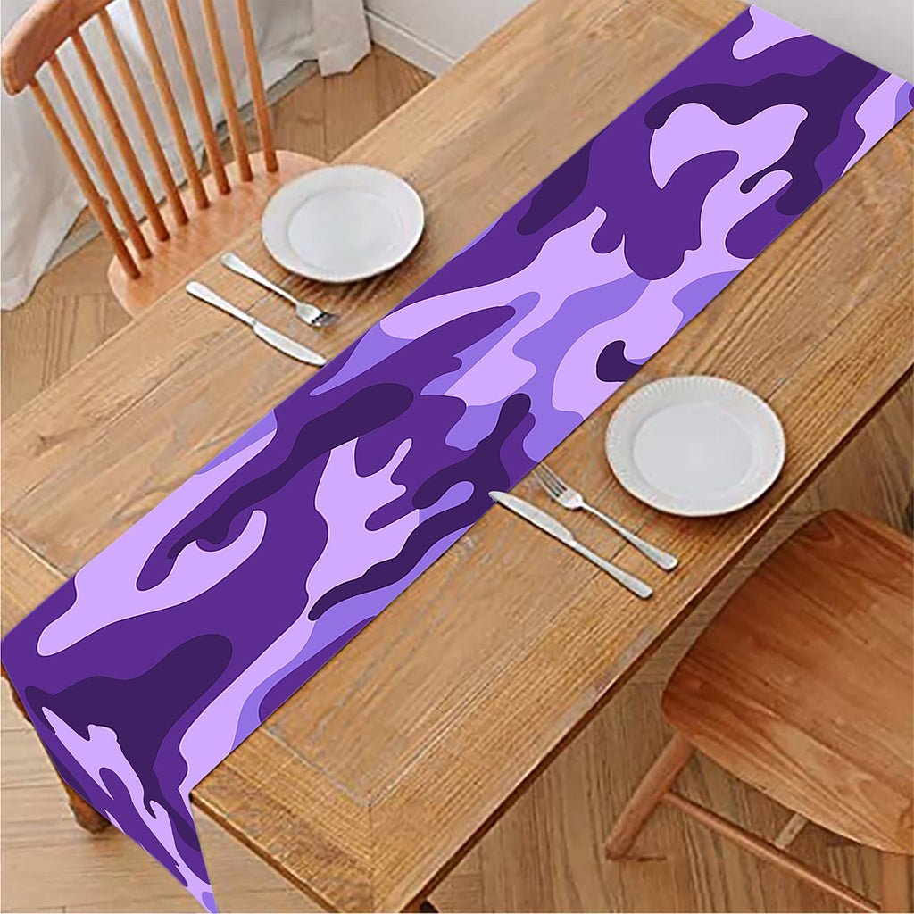 Purple Camouflage Print Table Runner