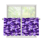 Purple Camouflage Print Tier Curtains