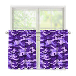Purple Camouflage Print Tier Curtains