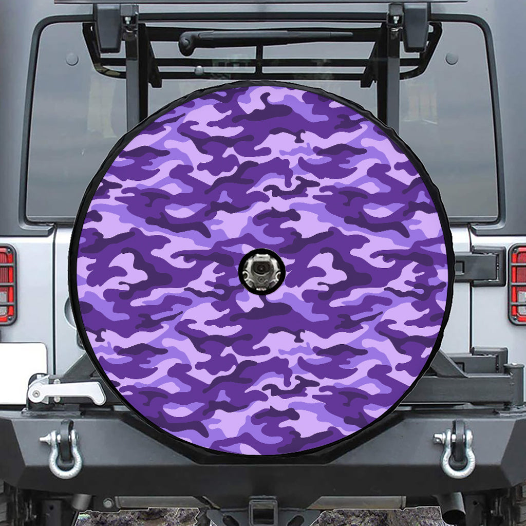 Purple Camouflage Print Tire Cover With Camera Hole