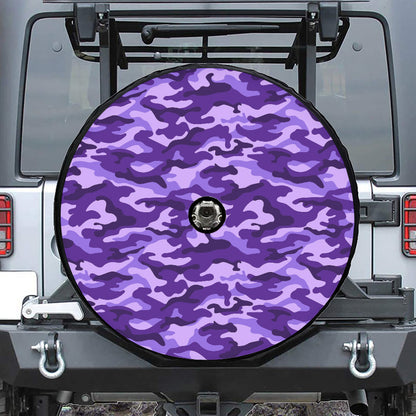 Purple Camouflage Print Tire Cover With Camera Hole