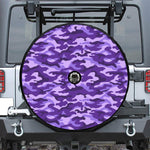 Purple Camouflage Print Tire Cover With Camera Hole