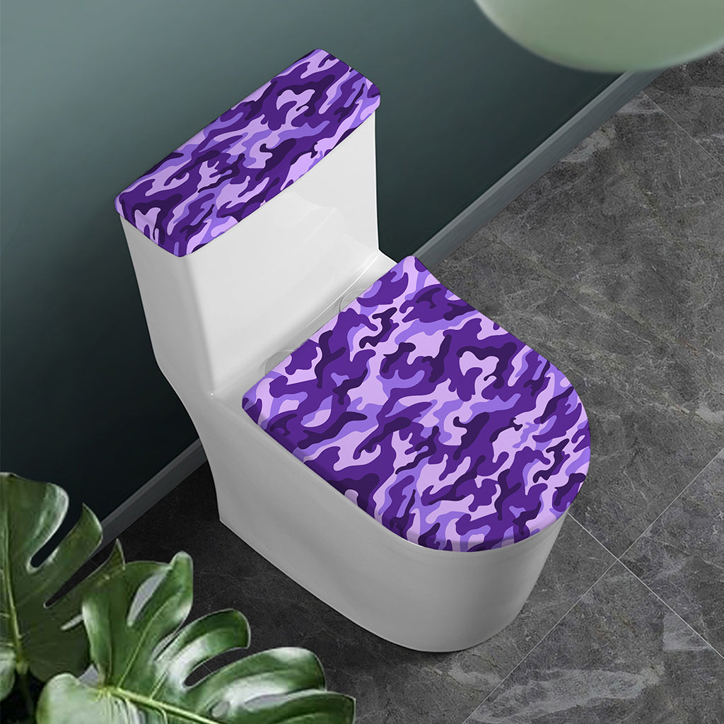 Purple Camouflage Print Toilet Lid And Tank Cover Set