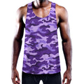 Purple Camouflage Print Men's Workout Tank Top