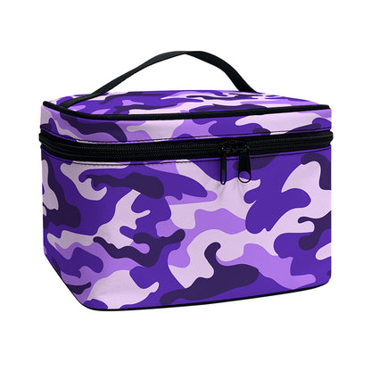 Purple Camouflage Print Travel Makeup Bag