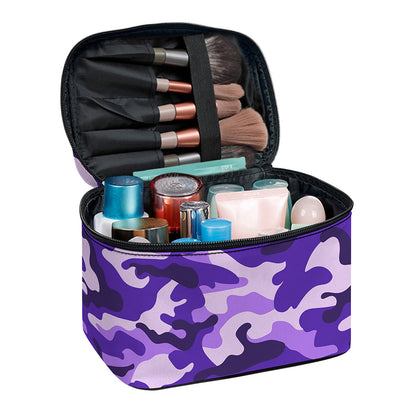Purple Camouflage Print Travel Makeup Bag