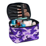 Purple Camouflage Print Travel Makeup Bag