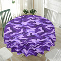 Purple Camouflage Print Waterproof Round Tablecloth