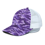 Purple Camouflage Print White Mesh Trucker Cap