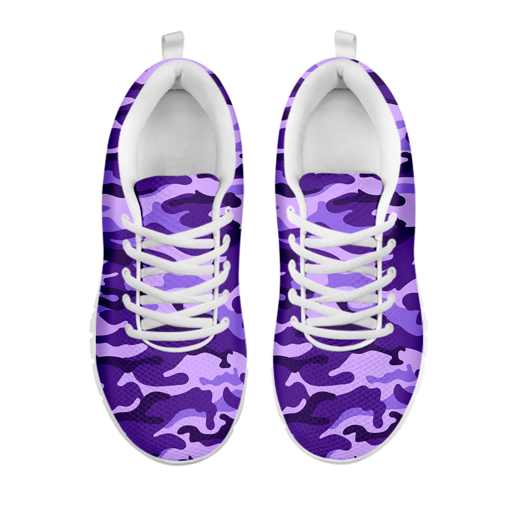 Purple Camouflage Print White Running Shoes