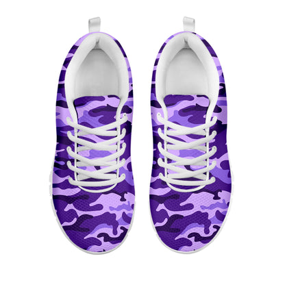 Purple Camouflage Print White Running Shoes