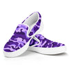 Purple Camouflage Print White Slip On Sneakers