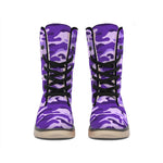 Purple Camouflage Print Winter Boots