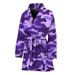 Purple Camouflage Print Women's Bathrobe