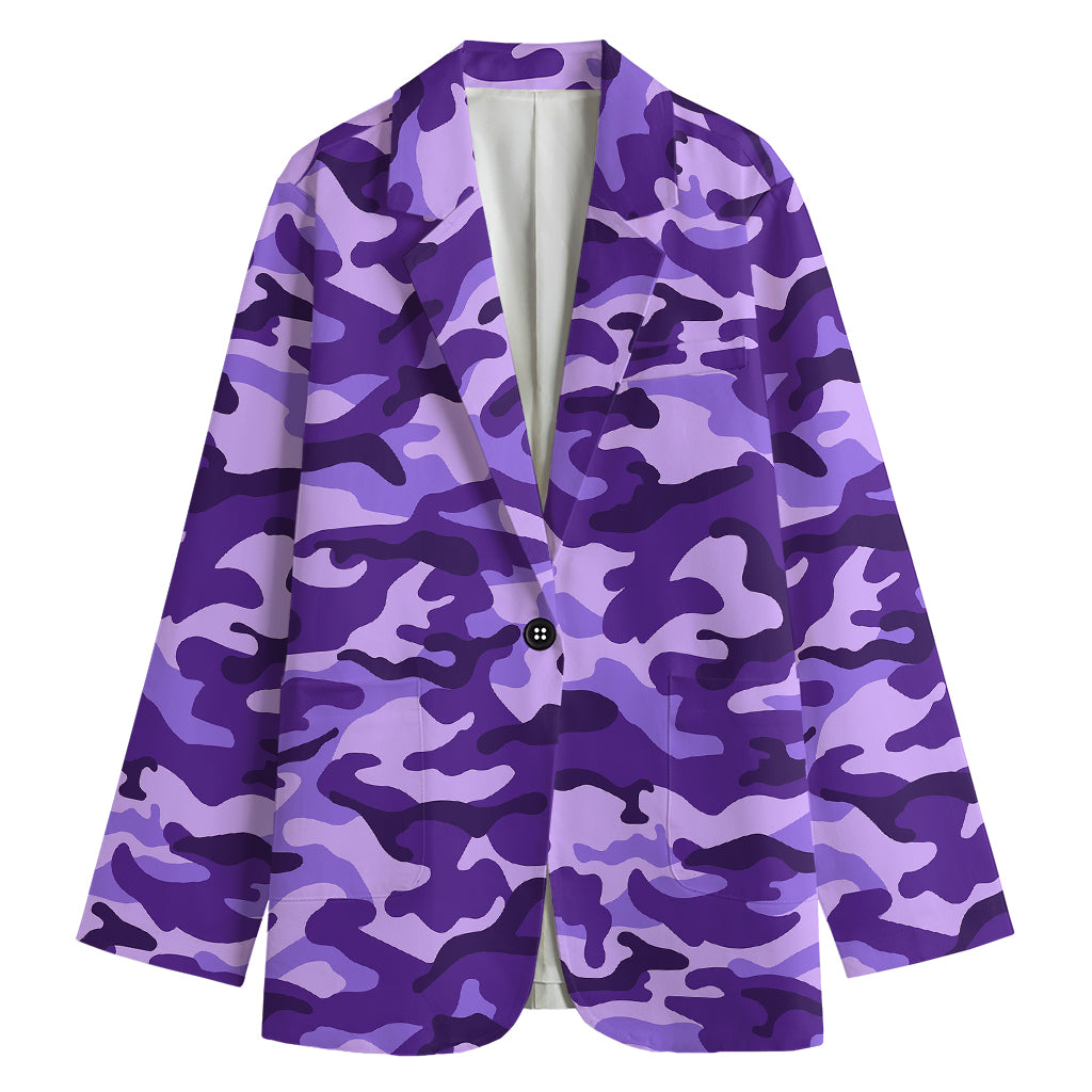 Purple Camouflage Print Women's Blazer