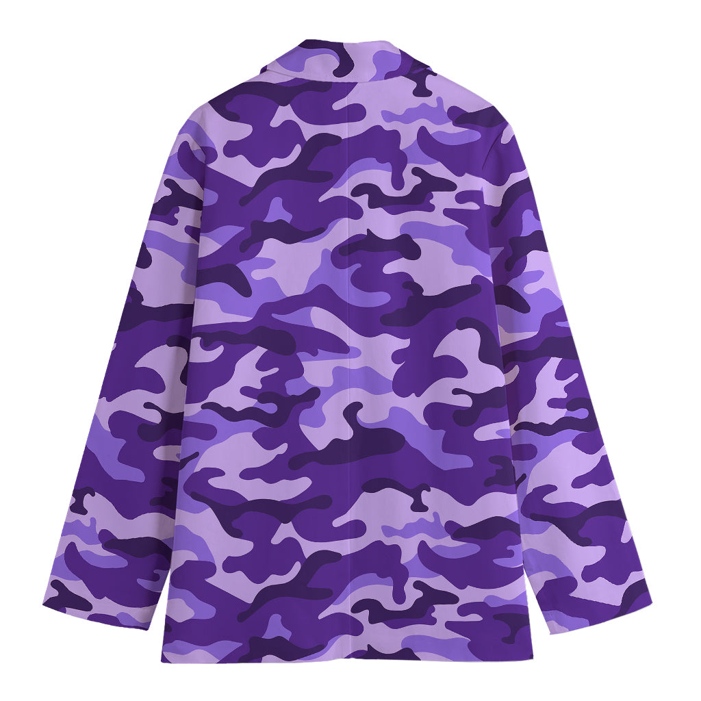 Purple Camouflage Print Women's Cotton Blazer