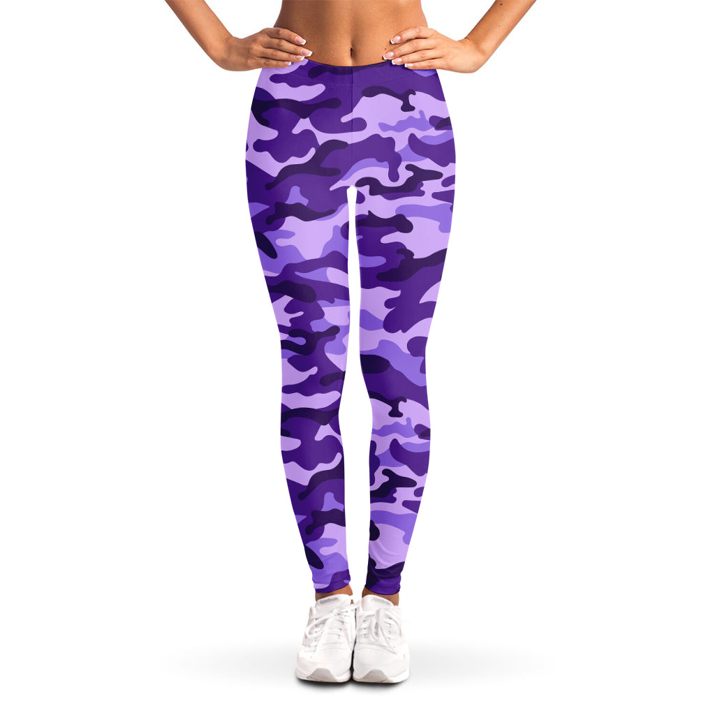 Purple Camouflage Print Women's Leggings