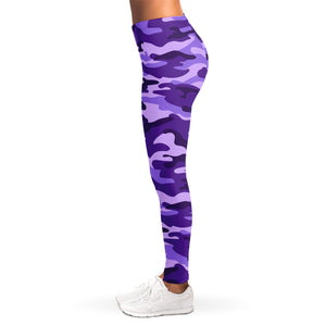 Purple Camouflage Print Women's Leggings