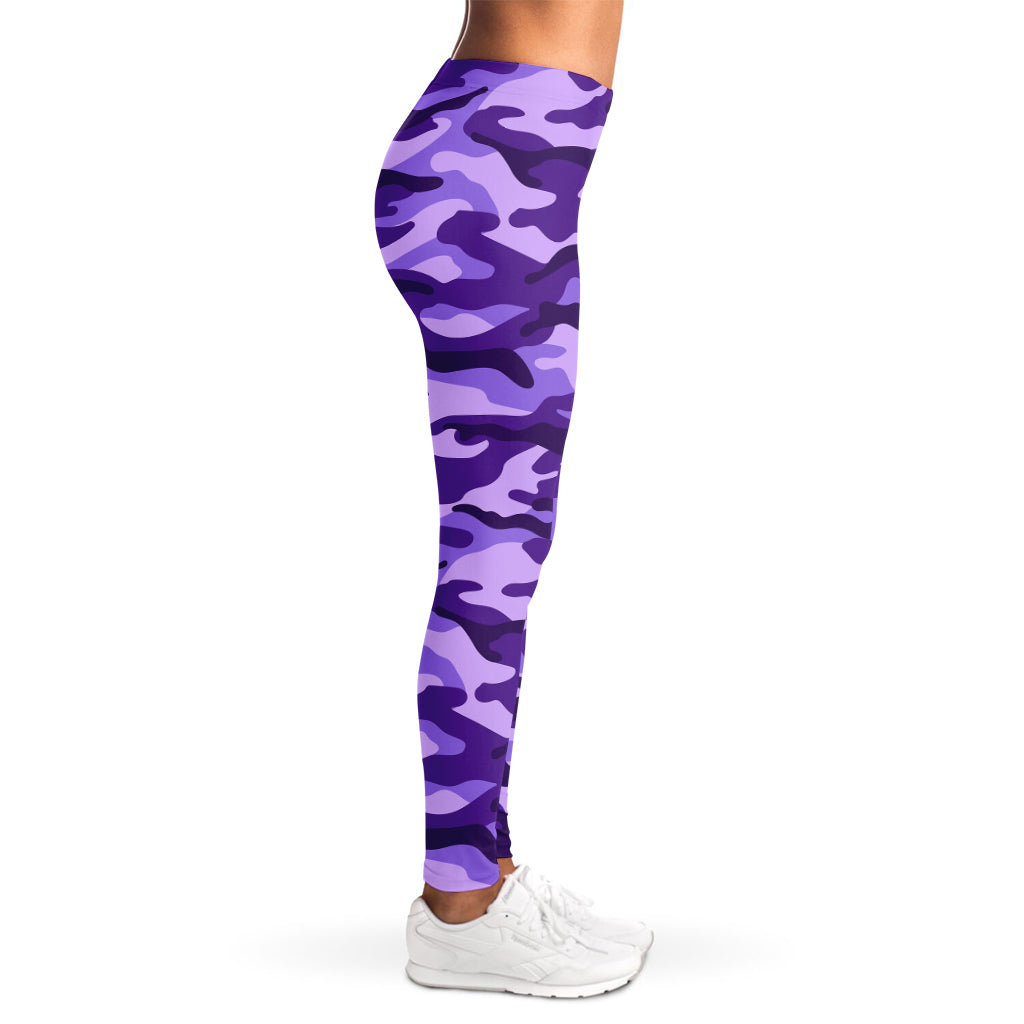 Purple Camouflage Print Women's Leggings