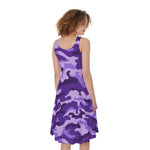 Purple Camouflage Print Women's Sleeveless Dress