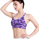 Purple Camouflage Print Women's Sports Bra