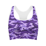 Purple Camouflage Print Women's Sports Bra