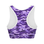 Purple Camouflage Print Women's Sports Bra