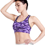 Purple Camouflage Print Women's Sports Bra